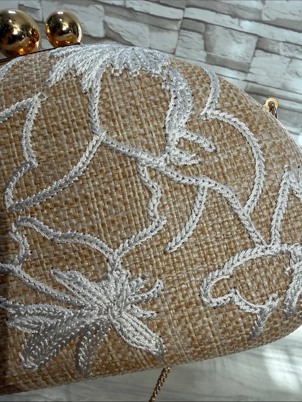 HAUTE HIPPIE Handbag Heaven Beige Floral Embroidered Crossbody